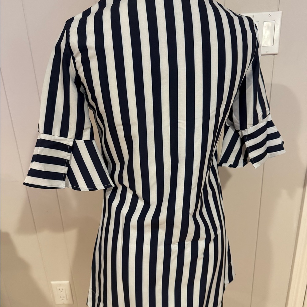 Striped Black and White Bell Sleeve Top